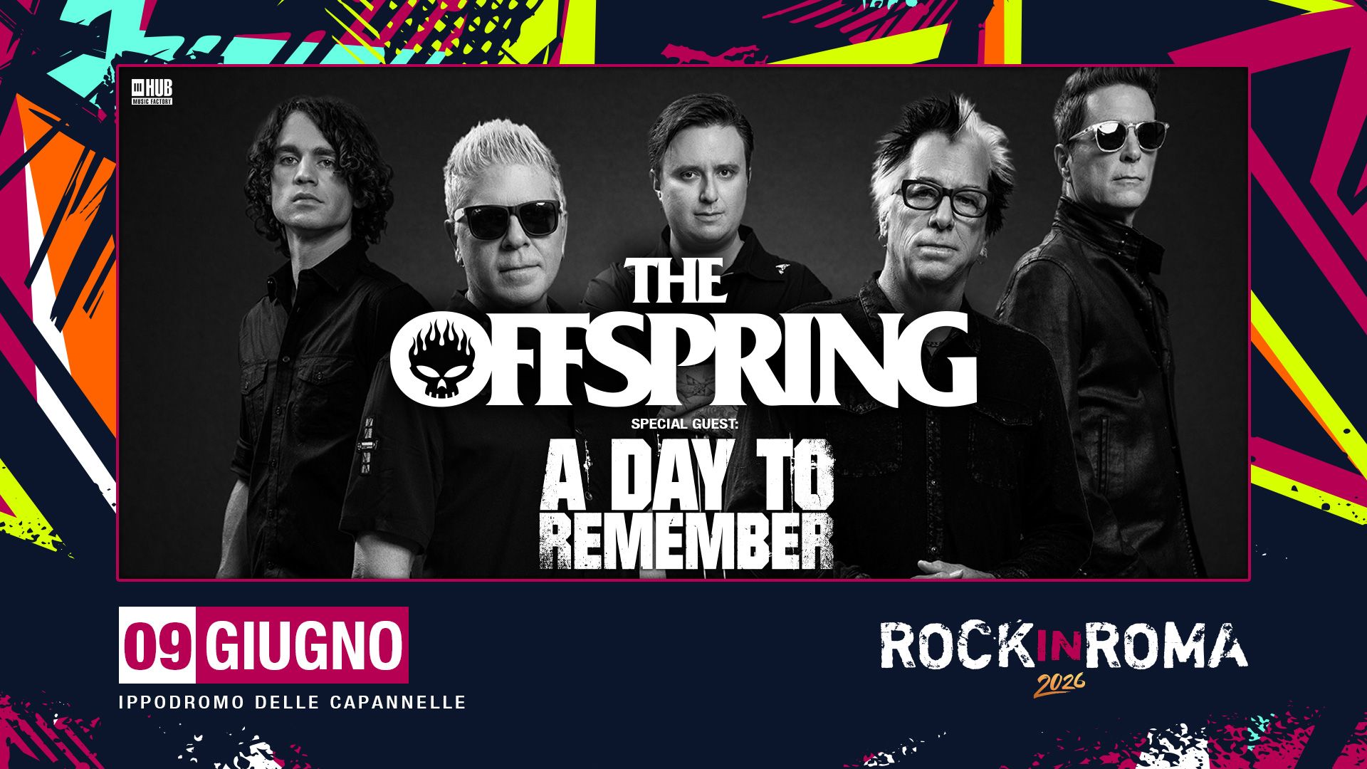 the offspring a day to remember rock in Roma 9 giugno 2026